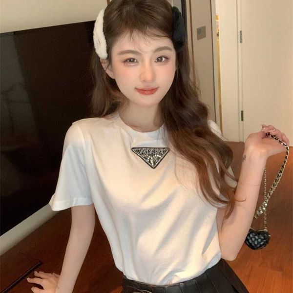 

34% off family spring/summer new casual simple triangle bead design slim short sleeve t-shirt, White