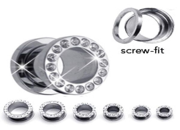 

body jewelry piercing crystal flesh tunnel ear plug ear piercing 50pcslot mix 4 size9394461, Silver