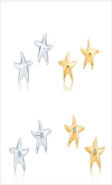 

stud 2021 tif 925 sterling silver fashion star earrings classic versatile women039s earrings starfish7153975, Golden;silver