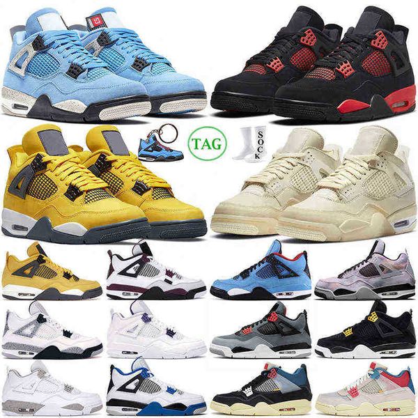 

4s men basketball shoes women red thunder university blue sail black cat 4 white oreo bred cement mens womens outdoor sports trainers, White;red