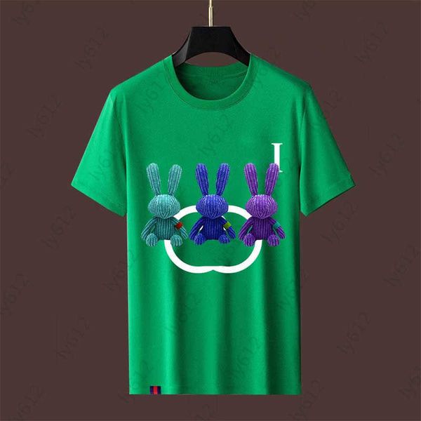 

fashion green designer mens t-shirts spring summer simple cotton classic three-dimensional rabbit pattern printing design round neck short s, White;black