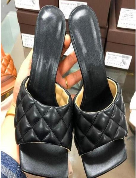 

2021 matte leather lozenshaped stiletto sandals for women feature unique square toe open toe comfortable casual summer sandals6393983, Black