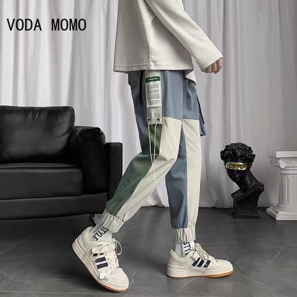 

pants cargo pants men tooling tie feet trousers mens hippop pockets overalls fashion casual joker pants cotton rainbowtouches s4xl, Black