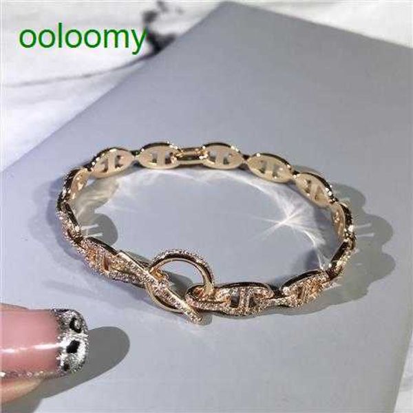

hemres designer gold bracelet for women pig nose bracelet light luxury small crowd full of zircon female high grade exquisite design versati, Silver