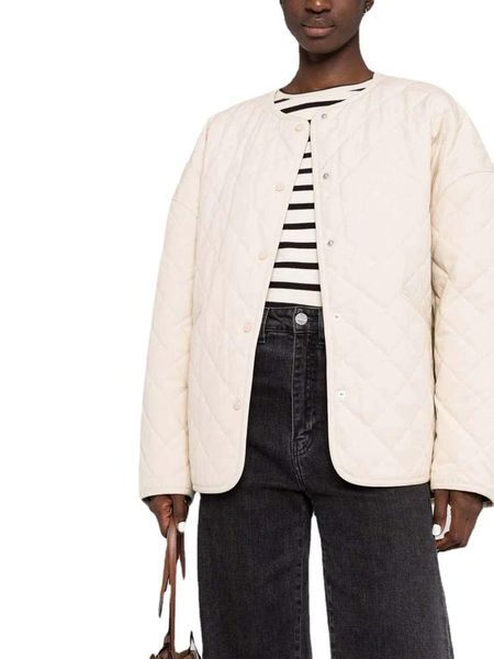 

leather 2022 autumn and winter new short front and back long rhombus check short round neck button cotton jacket, Black