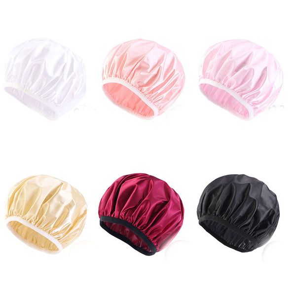 

solid color waterproof satin bath hat beanie for women men elastic work caps hair care decor fashion accessories, Blue;gray