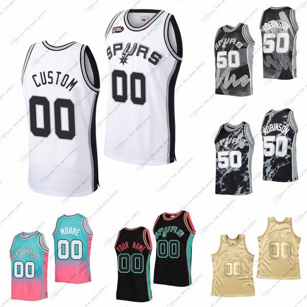 

custom 1997 retro mitchell and ness basketball jersey dennis rodman tim duncan david robinson george gervin tony parker manu ginobili sean e, Black;red