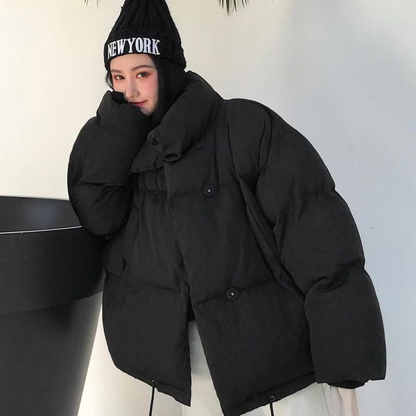 

leather down white crop puffer green jacket parka winter jackets and thick warm new korean loose short coats women spring woman parkas, Black