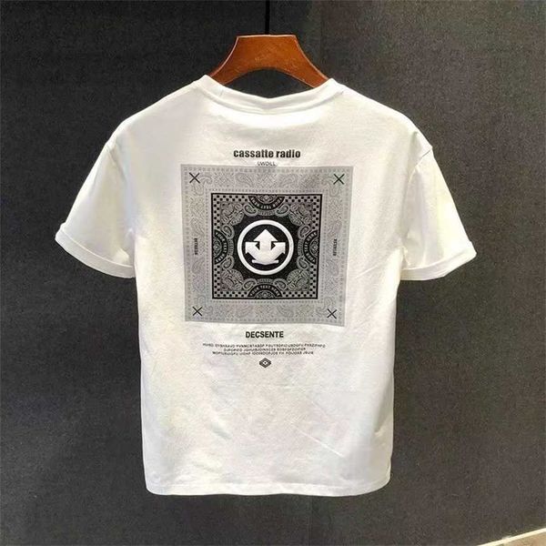 

30% off new european men's light luxury short sleeve printed ins slim fit casual t-shirt fashion, White;black