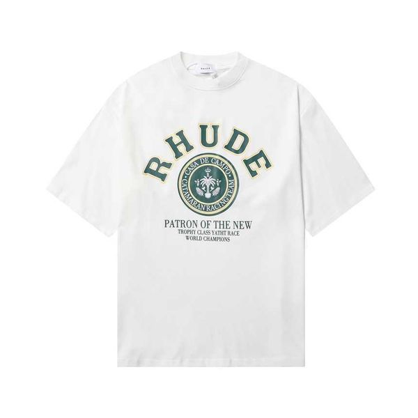 

30% off rhude fashion loose teenage couple casual double yarn short sleeve t-shirt underlay, White;black