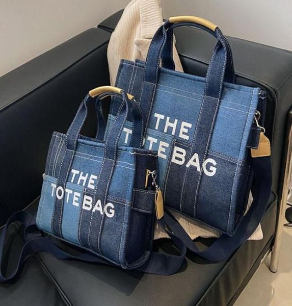

canvas tote bag three sizes large capacity travel shopping bag denim stitching ladies handbag fashion shoulder crossbody work bags1480892