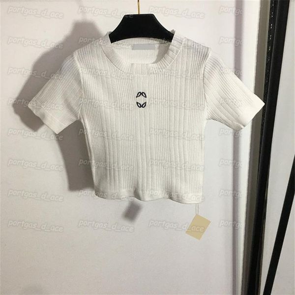 

embroidered women t shirt white black knit fashion street style t shirts295n