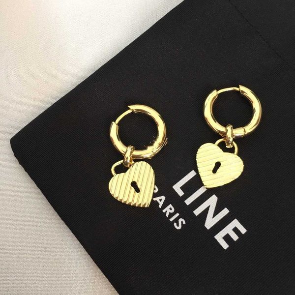 

saijia's heart shaped earrings circled stripes high grade air quality lock and, Golden