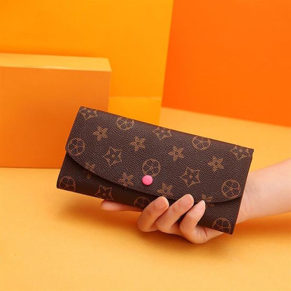 

long purses women men wallets l button bag leather black luxury wallet flower purse fashion card holders designer pocket louiseity240s, Red;black