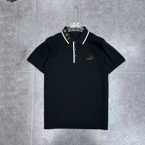 

2023 new fashion brand gu co branded printed polo shirt simple ins net red men's and women's t-shirts, White;black