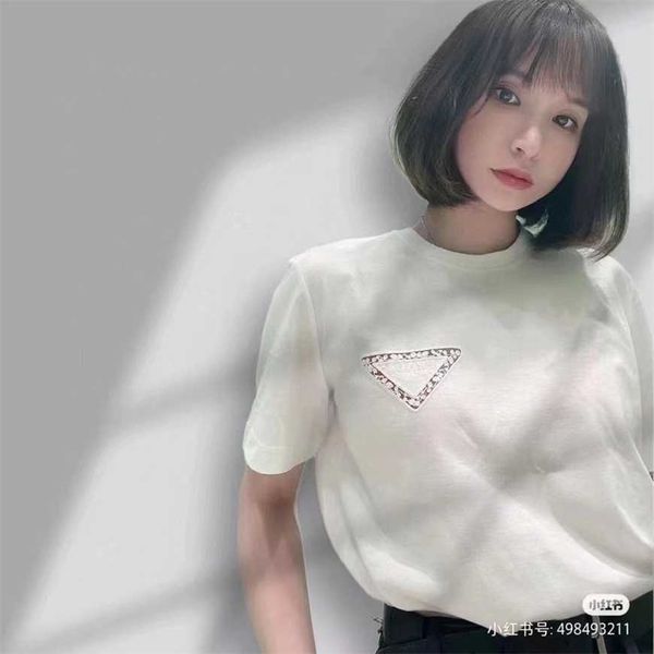 

32% off family spring/summer new casual simple triangle decoration loose and slim short sleeve t-shirt, White