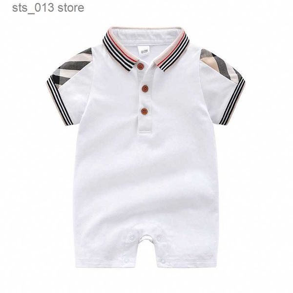 

rompers baby romper jumpsuit infant designer clothes summer newborn baby boy clothes cotton lapel collar newborn rompers 0-24m t230422, Blue