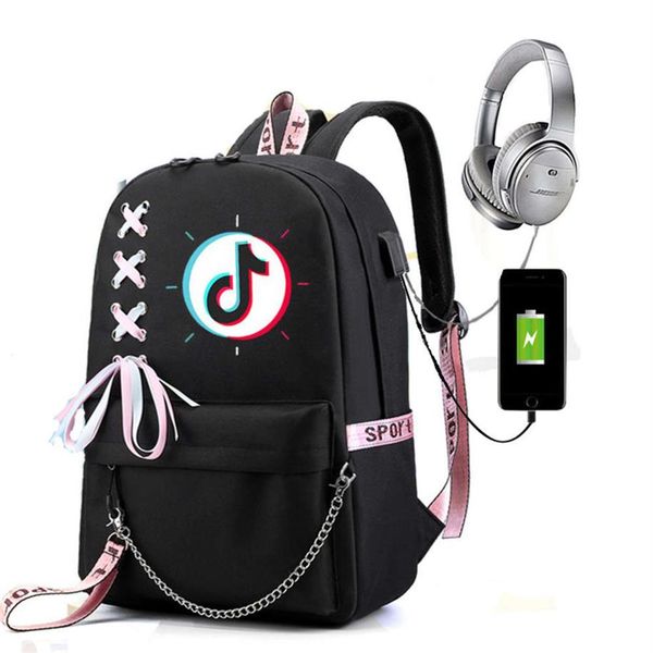 

backpack shoulder bag tik tok tiktok usb bag korean pack leisure pack229t