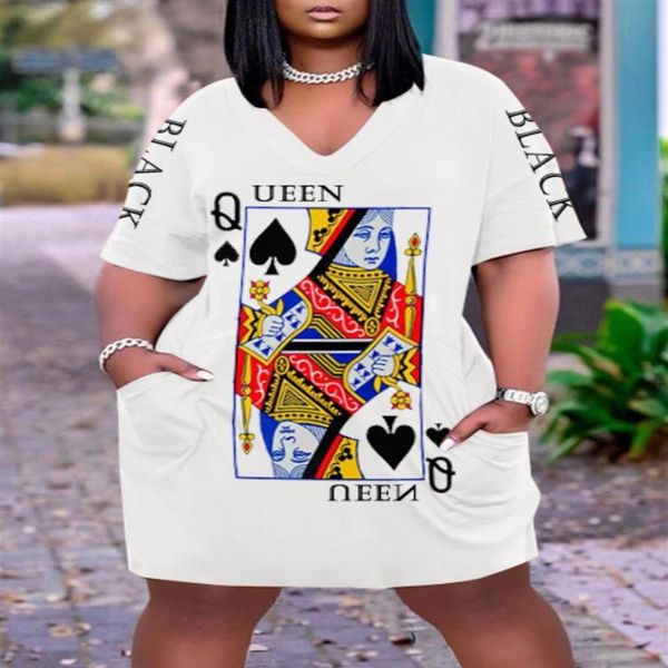 

plus size dresses dress poker letter print high street loose basic outfits summer women clothingsplus324i, Black
