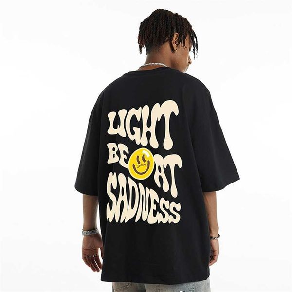 

34% off trendy ins street short sleeve t-shirt for men's summer fashion loose oversize half sleeves, White;black