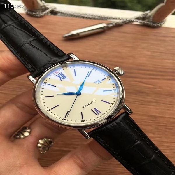 

2020 black leather watches luxury men fashion mechanical mens designer stainless steel automatic movement watch sports mens wr259b, Slivery;brown