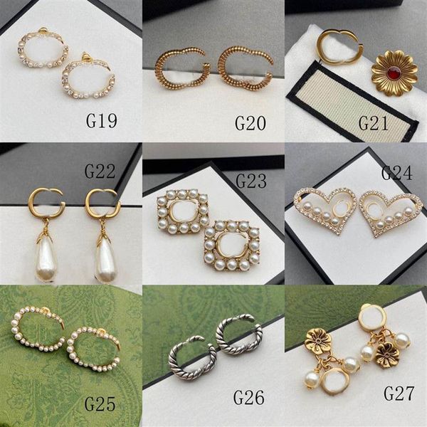 

women stud earring designers jewelry pearl ear studs luxury silver hoops fashion gold love earrings g bijoux with box2919, Golden;silver