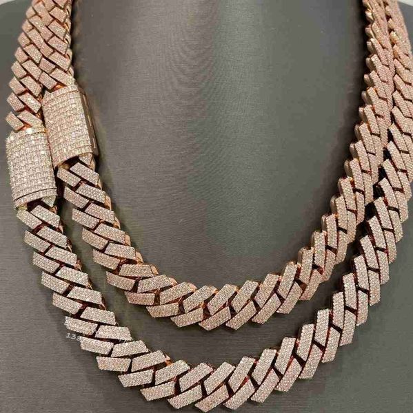 

customized bling fashion baguette diamond clasp silver s925 iced vvs moissanite miami cuban link chain necklace