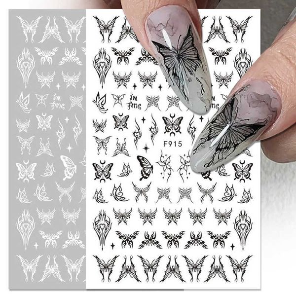 

stickers decals 3d black white nail stickers gold butterfly snake flower line design adhesive sliders manicure 3d nail art decoration sticke
