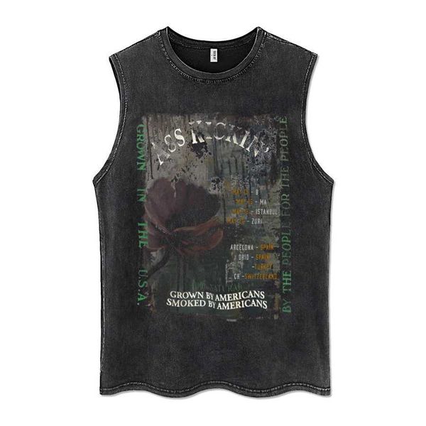 

36% off street hiphop washable old sleeveless t-shirt men's hip-hop outwear ins trendy loose fitting sports vest, White;black