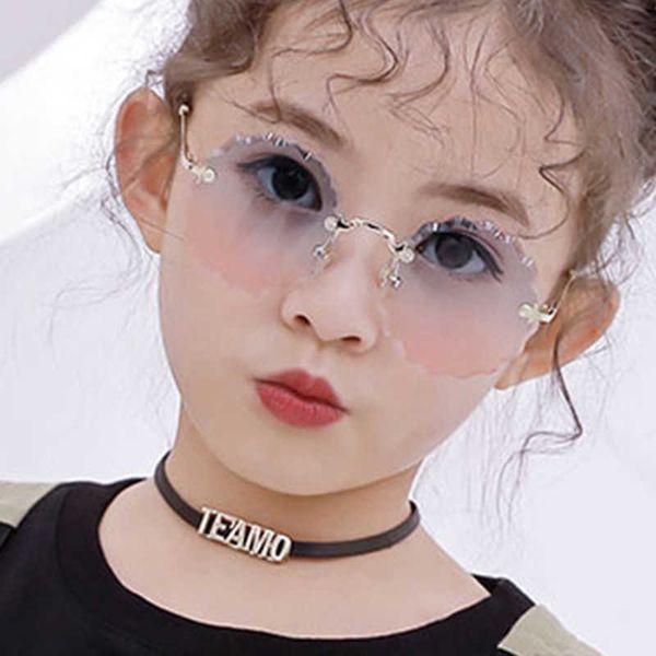 

other fashion accessories flower wave round sunglasses for boys girls children rimless gradient mirrors eyewear summer cute baby kids sun gl, Silver