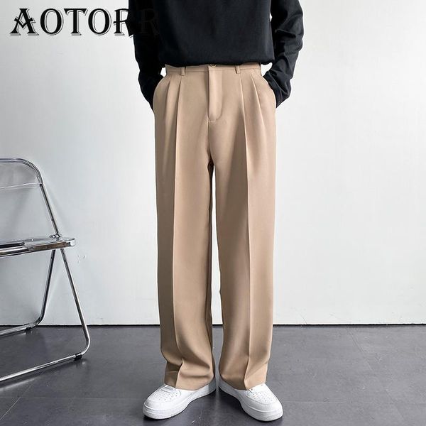 

pants men suit pants casual wide leg trousers male japanese style streetwear solid full baggy spring autumn loose straight thin pants, Black