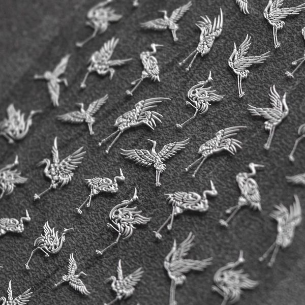 

stickers decals redcrowned crane phoenix auspicious cloud black white 5d embossed reliefs self adhesive nail art stickers 3d manicure decals