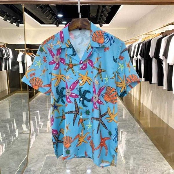 

cardigan starfish trend versage summer fashion vercace printed shirt men's brand party casual street shirts lapel short sleeve blaf pg7, White;black