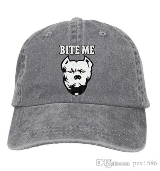 

pzx baseball cap for men and women bite me pitbull mens cotton adjustable jeans cap hat optional3655819, Blue;gray