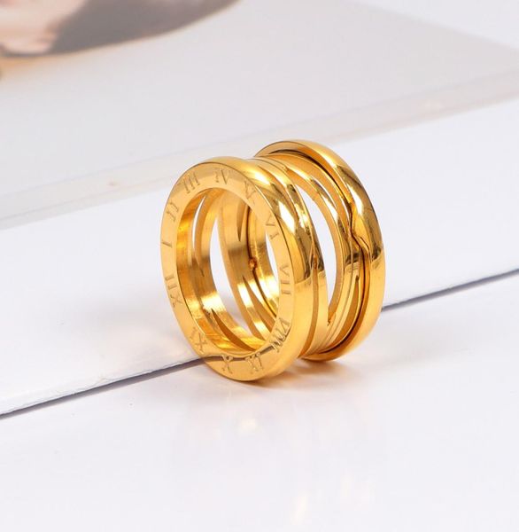 

3 colors women designer ring luxurious styles roman numeral hollow couple rings titanium steel design b letter fashion4759339, Silver