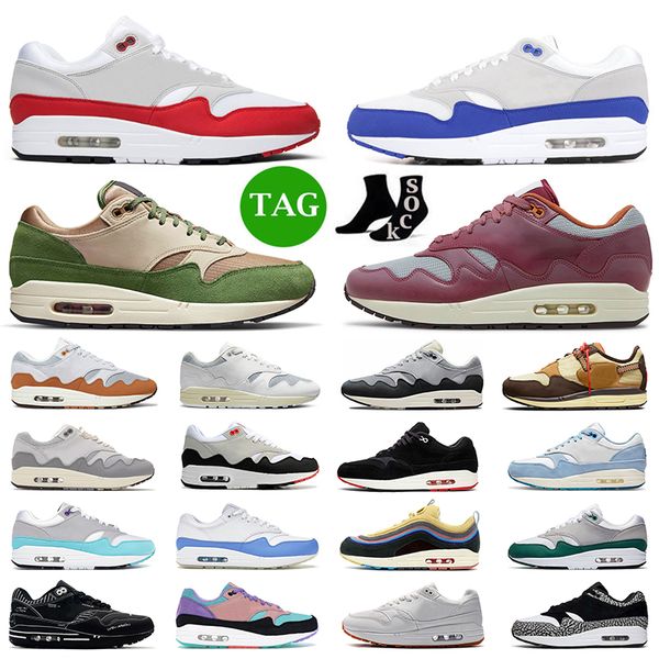 

2023 patta waves og 1 running shoes men women 1s white black noise aqua elephant patta waves monarch bred baroque brown mens trainers sport