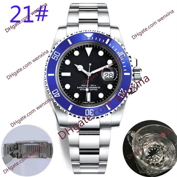 

12 colour man watch 2813 automatic 41mm blue dial stainless steel watch slide the lock silver bracelet ceramic rim waterproof mens274d, Slivery;brown