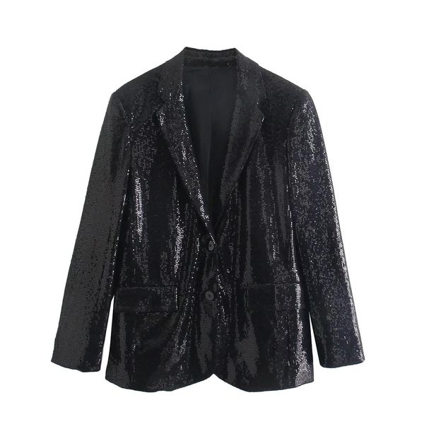

pants xitimeao women fashion sequin decoration loose blazers coat vintage long sleeve pockets female outerwear and high waist short, White
