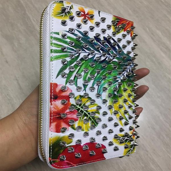 

designer genuine leather rivet red long purse wallet men women zipper full grain leather card holder bag253j, Red;black