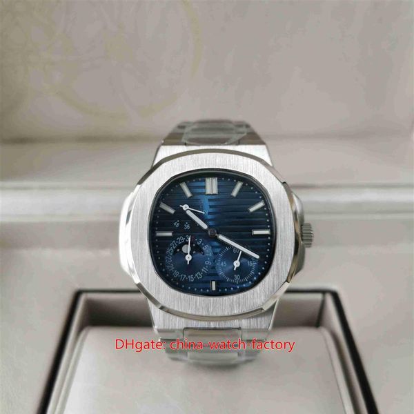 

items mens watch classic 40 5mm nautilus 5712 1a-001 blue dial power reserve sapphire glass watches transparent mechanical aut314k, Slivery;brown