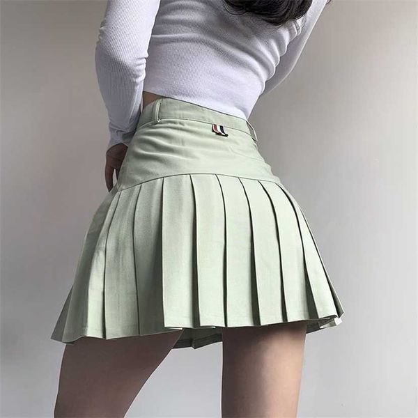 

26% off clothing designer quality slim green pleated waisted half body pants summer a-line new suit fabric college style tb short skirt, Black