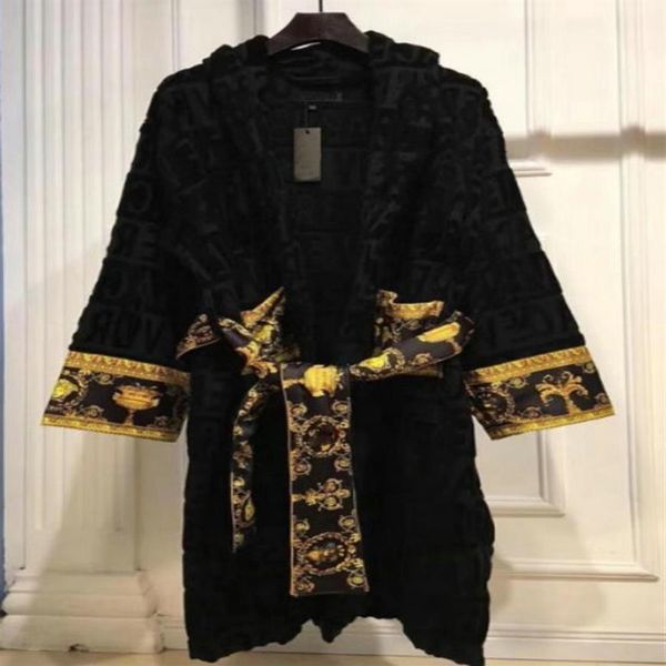 

2021 new designer clothing classic letter men's sleepwear 100% cotton turn-down collar 5a quality women robes popular bath ro320f, Black;brown
