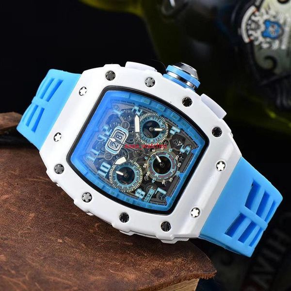 

2023 6-pins automatic date watch limited edition men's watches brand luxury full-featured quartz watch silicone strap kis309q, Slivery;brown