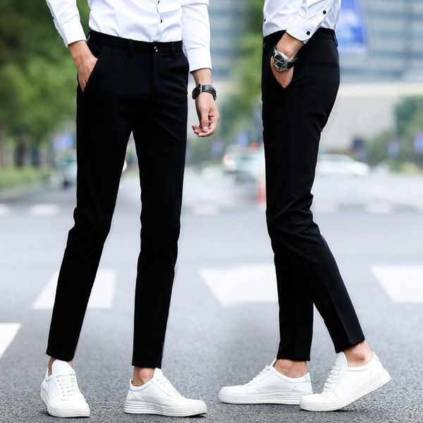 

pants men's casual pants 2021 new korean plus size winter velvet men trousers spring autumn ninecropped pants slim jogger pants, Black