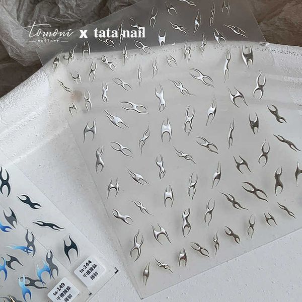 

stickers decals y2k bronzing nail stickers designer art nails decorations 2022 holographic gold silver decals engraved manicure tips wraps j, Black