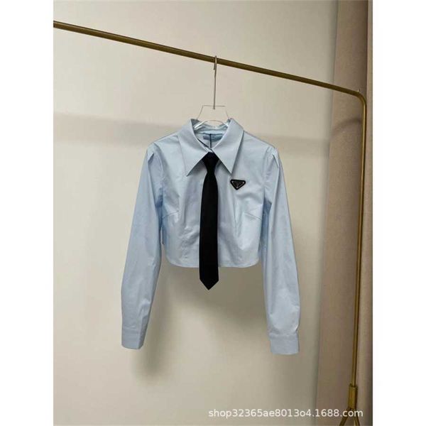 

36% off family early spring new classic inverted triangle simple design sense casual versatile long sleeve short tie shirt, White