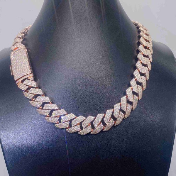 

factory direct supply hip hop cuban link chain 4 rows moissanite diamonds fine jewelry man jewelry chain necklace, Silver