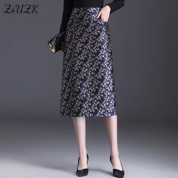 

dresses zuzk elegant fashion jacquard slit bodycon skirt for women high waist japanese style chic slim long pencil skirts m4xl, White;black