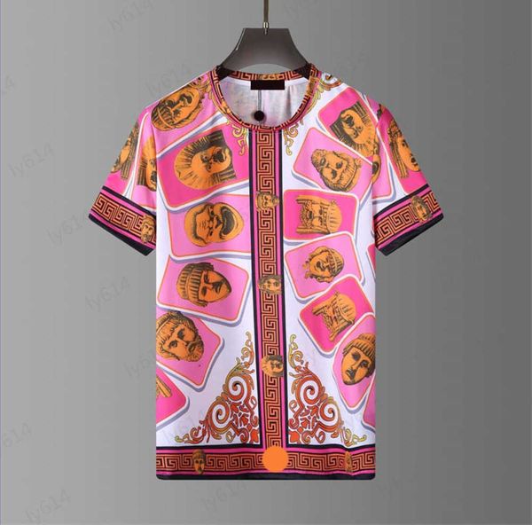 

designer t-shirt colorful portrait print design short sleeve summer t-shirts striped decorative collar cool crew neck pullover design brand, White;black