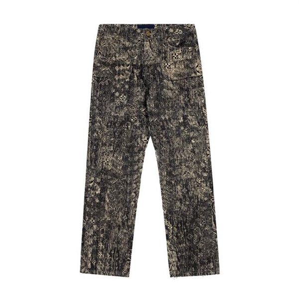 

men's plus size pants men's jeans full stamped letter printing women's men's hip-hop fashion casual pants253e, Black;brown